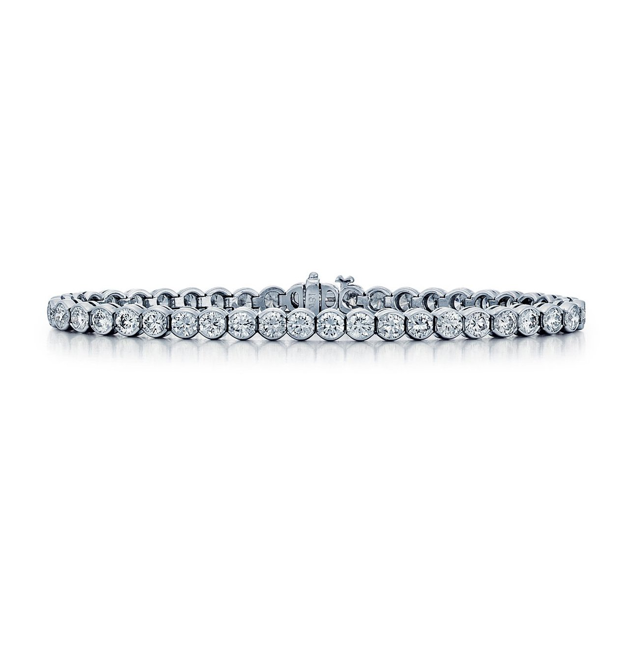 Sabel Collection 14K White Gold Round Bezel Set Diamond Tennis Bracelet